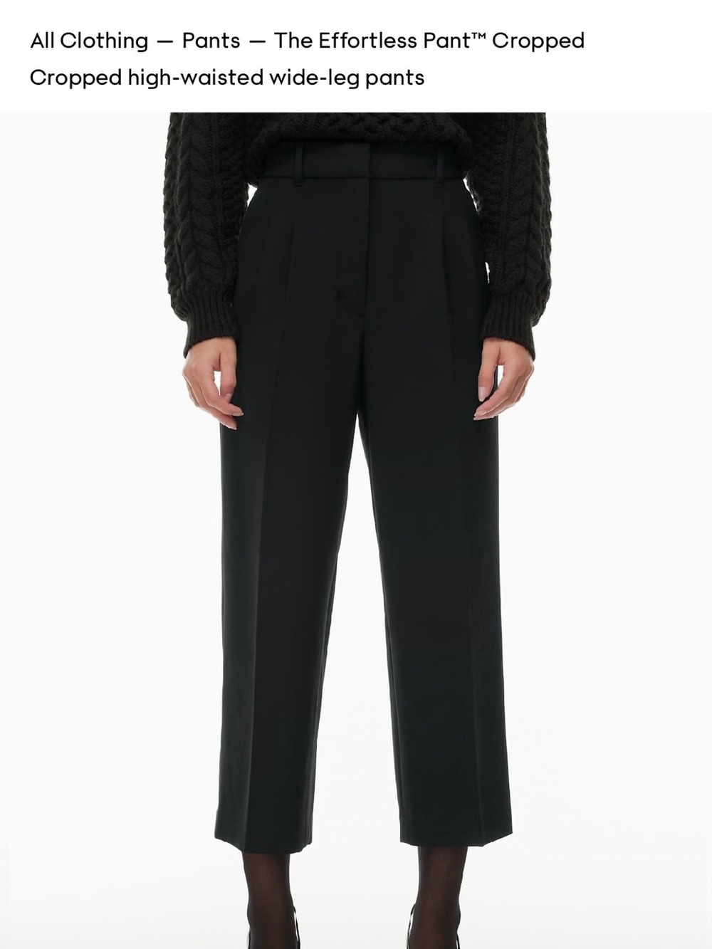 Wilfred Black Cropped High-Waist Wide-Leg Pants